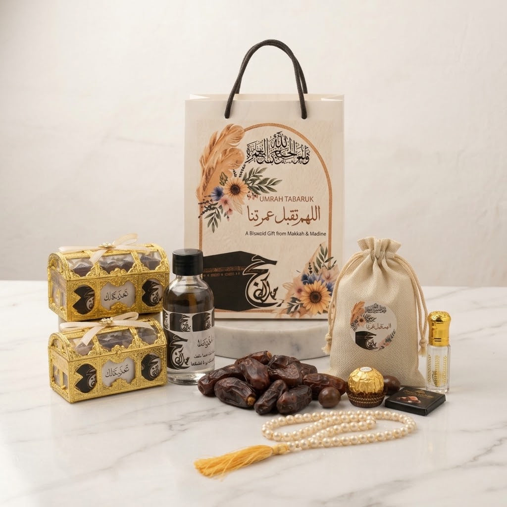 Premium Umrah Tabarruk Gift Set – Complete Makkah & Madina Gift Box
